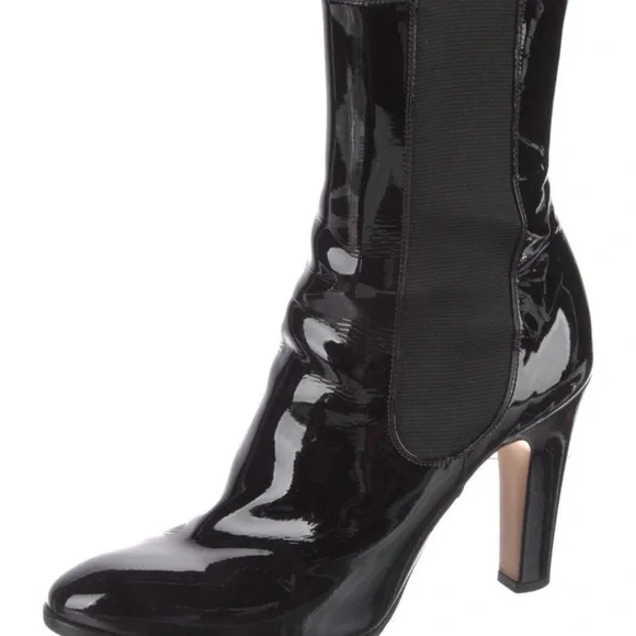 Chanel Black Patent Leather Heeled Boots - Picture 5 of 7